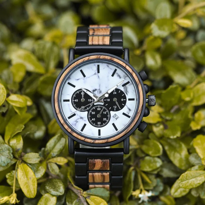 Marble wooden watch